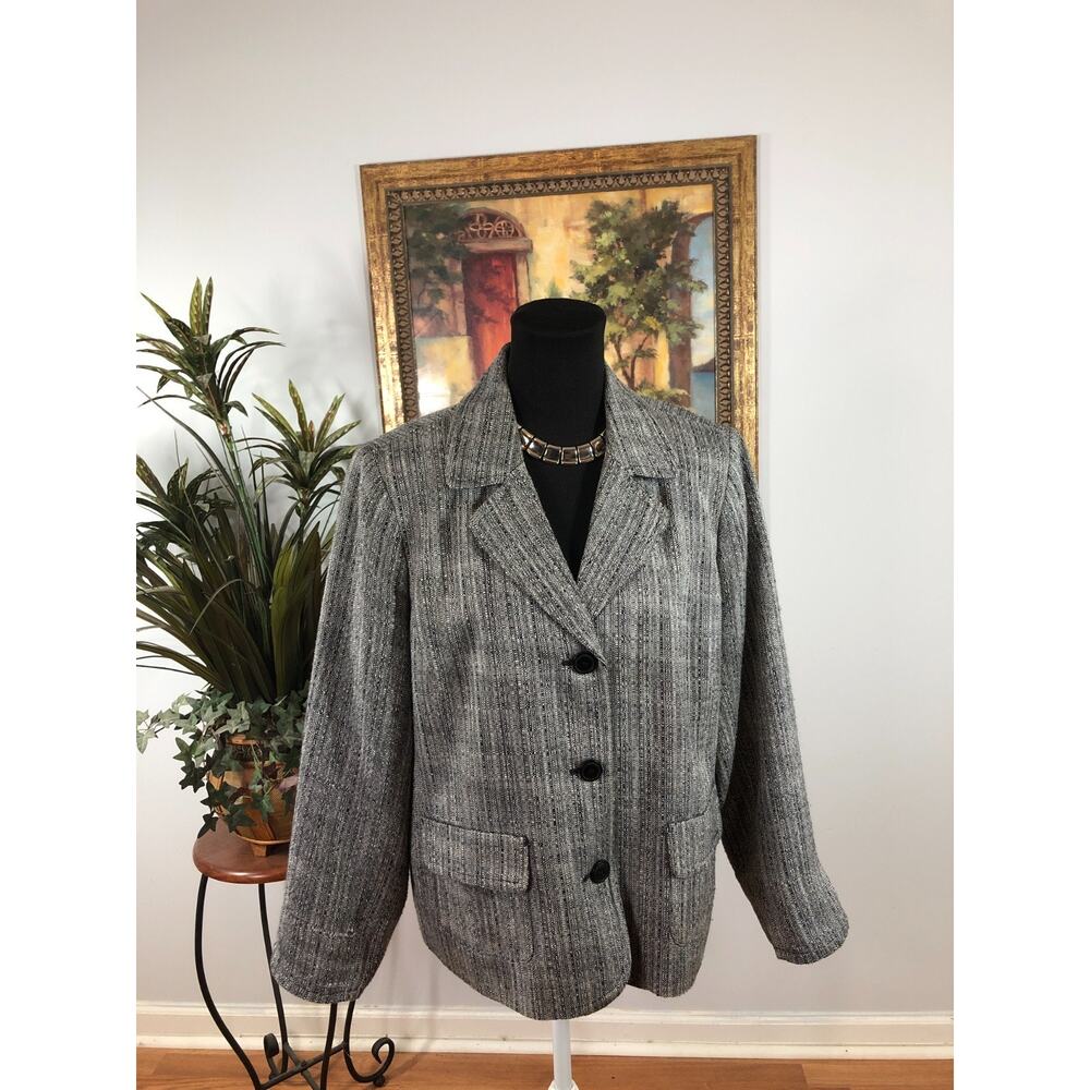 Appleseed's Blazer Women's Size 16P Gray Lined Minimalist Office Siren Executive